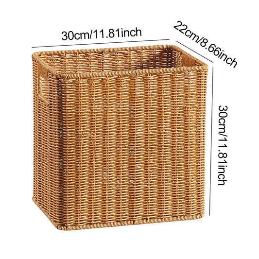 Woven Imitation Rattan Storage Basket for Living Room and Bathroom Organization