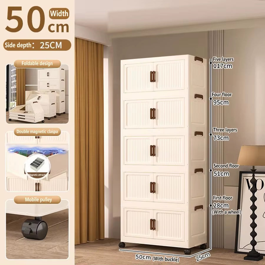 Extra Large Capacity Foldable Storage Cabinet for Household Items, Clothes, Toys, and Snacks