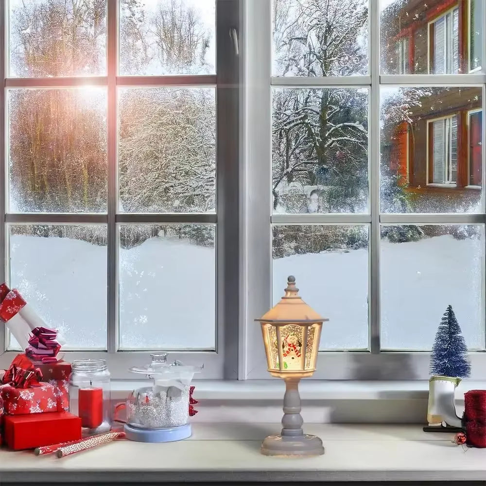 Battery-Powered Indoor Christmas Lanterns Featuring Santa Claus and Snowman Designs for Holiday Home Decor
