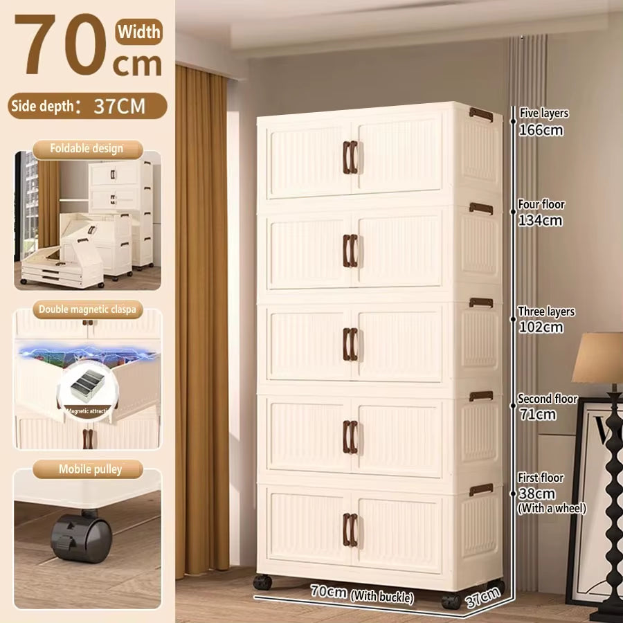 Extra Large Capacity Foldable Storage Cabinet for Household Items, Clothes, Toys, and Snacks
