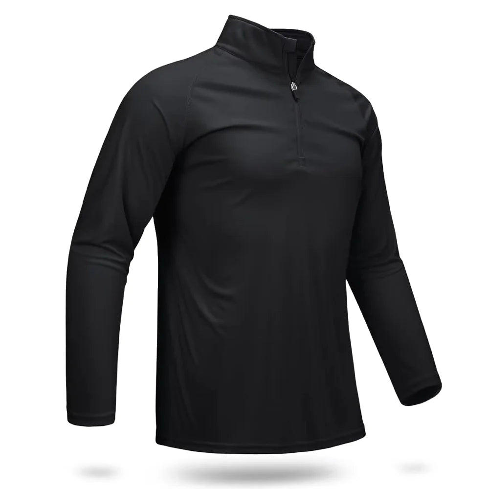 UPF 50+ T-Shirts Men'S 1/4 Zip UV Protection Long Sleeve T Shirts Fishing Hiking Performance Tee Shirts Pullover Tops