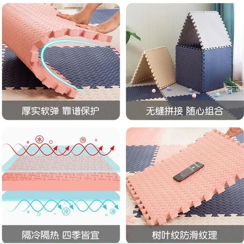 12Pcs Foam Baby Play Mat Puzzle Mat Kids Interlocking Exercise Tiles Rugs Floor Tiles Toy Carpet Soft Carpet 30*30*1Cm