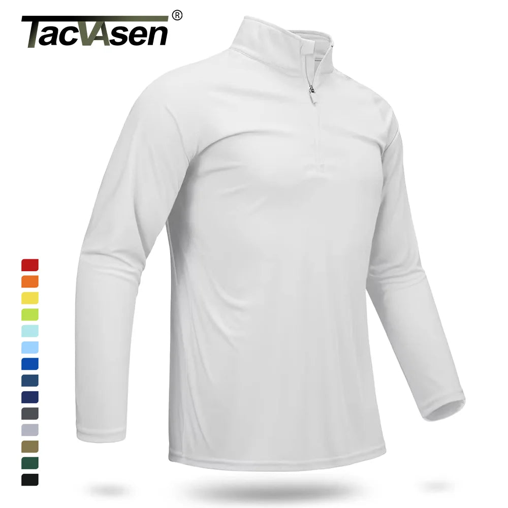 UPF 50+ T-Shirts Men'S 1/4 Zip UV Protection Long Sleeve T Shirts Fishing Hiking Performance Tee Shirts Pullover Tops