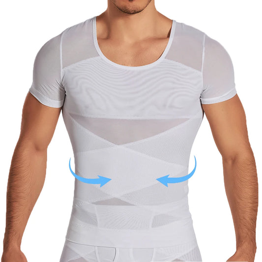 Men Mesh Fitness Clothes Slimming Short Sleeves Shirts Gym Bodybuilding Basic T-Shirt Muscle Tanks Workout Tops Base Layer