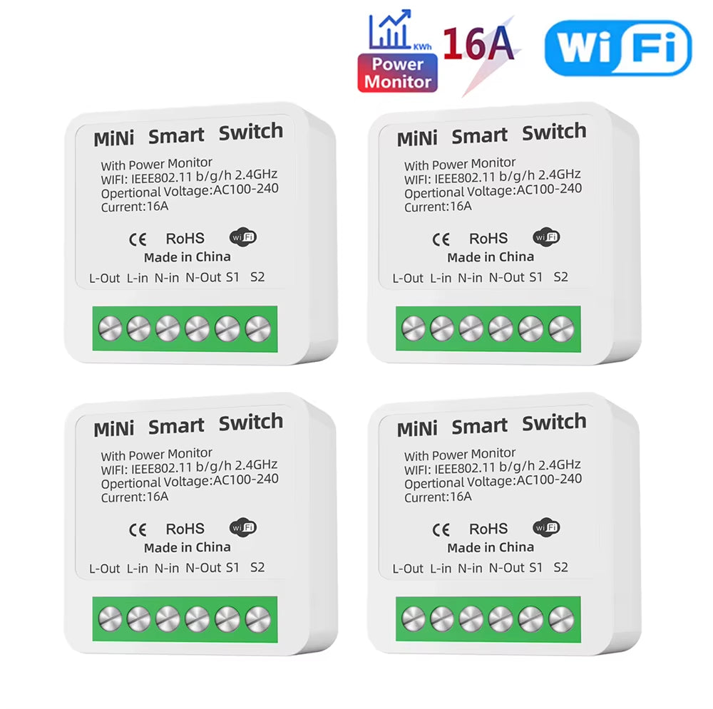 16A Tuya Wifi Smart Switch 2-Way Control with Energy Monitor Switch Mini Smart Breaker Smart Life Control Alexa via Google Home