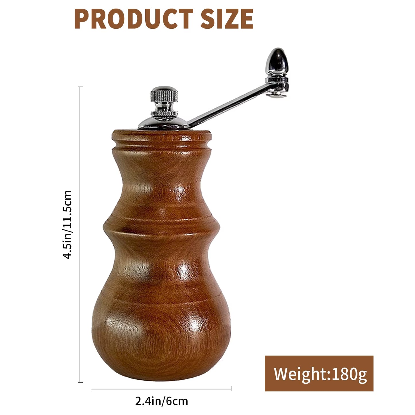 Premium Solid Wood Hand-Crank Pepper Grinder with Durable Ceramic Core for Home Kitchen Use