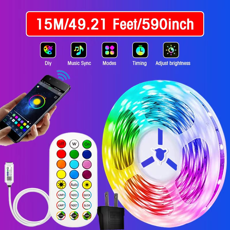 30M 5050 RGBWW LED Light Strip with Bluetooth App Control and US Power Supply for Home and Party Decoration