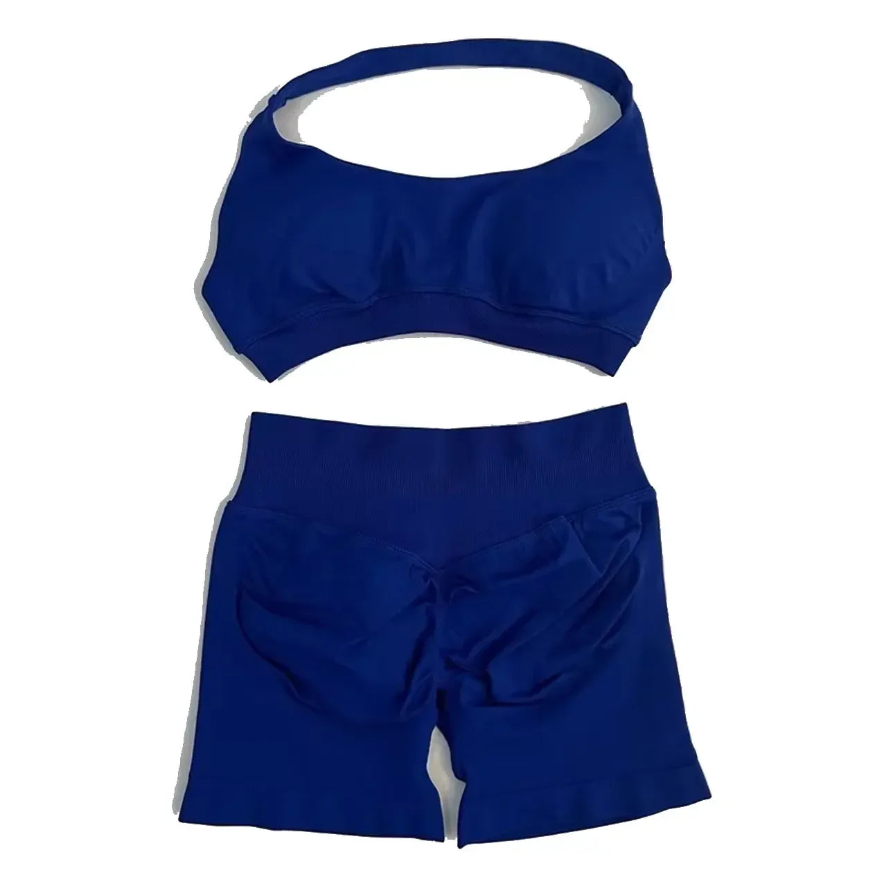 2Pcs Set Impact Shorts Seamless Fitness Yoga Set Women Gym Clothes Halter Sports Bra Matching Workout Sets Outfit