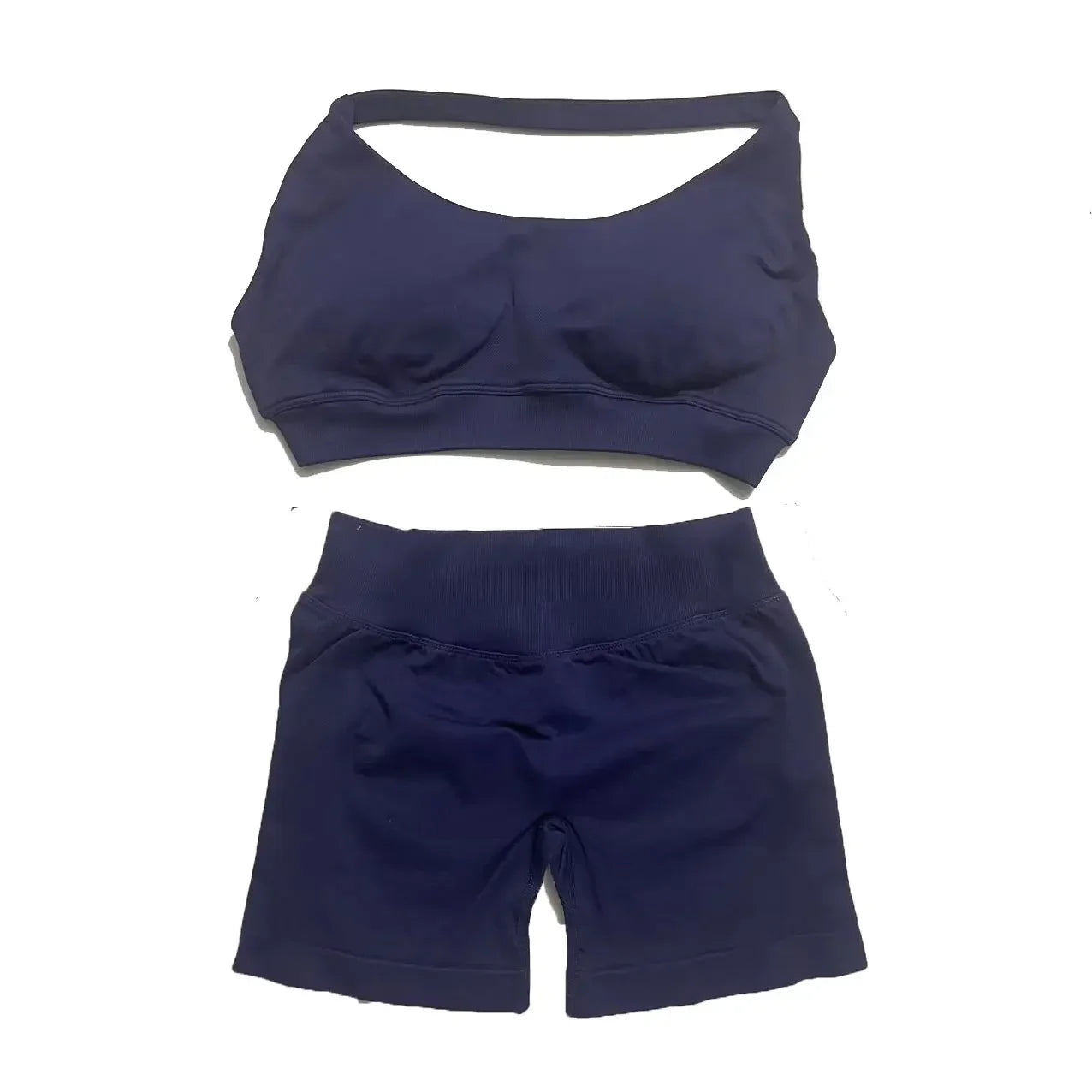 2Pcs Set Impact Shorts Seamless Fitness Yoga Set Women Gym Clothes Halter Sports Bra Matching Workout Sets Outfit
