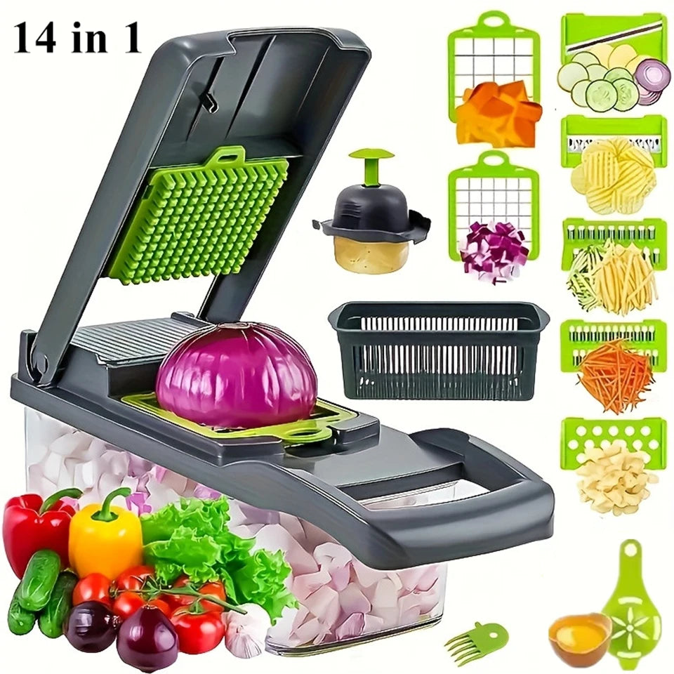 14-in-1 Multifunctional Vegetable Chopper and Slicer with Ergonomic Handle for Efficient Food Preparation