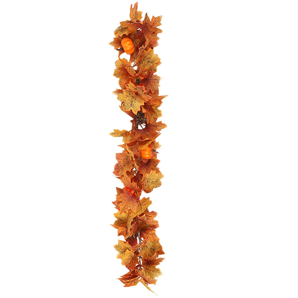 Fall Maple Leaf Garland Artificial Sunflower Pumpkin Autumn Garland Decoration Home Wall Mantel Fireplace Thanksgiving Decor