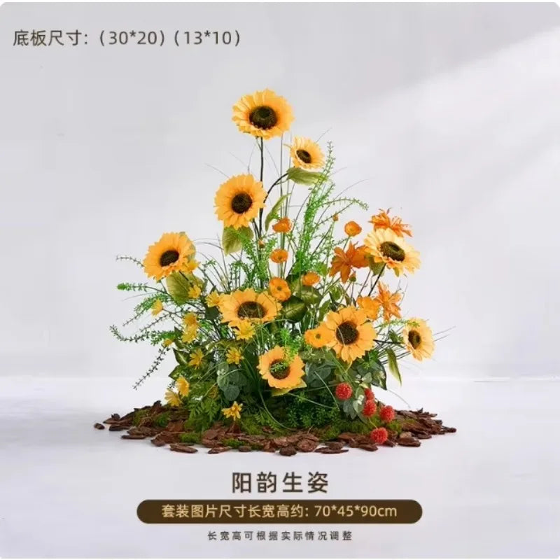 Sunflower Artificial Flower Flower Table Runner for Home Wedding Decoration