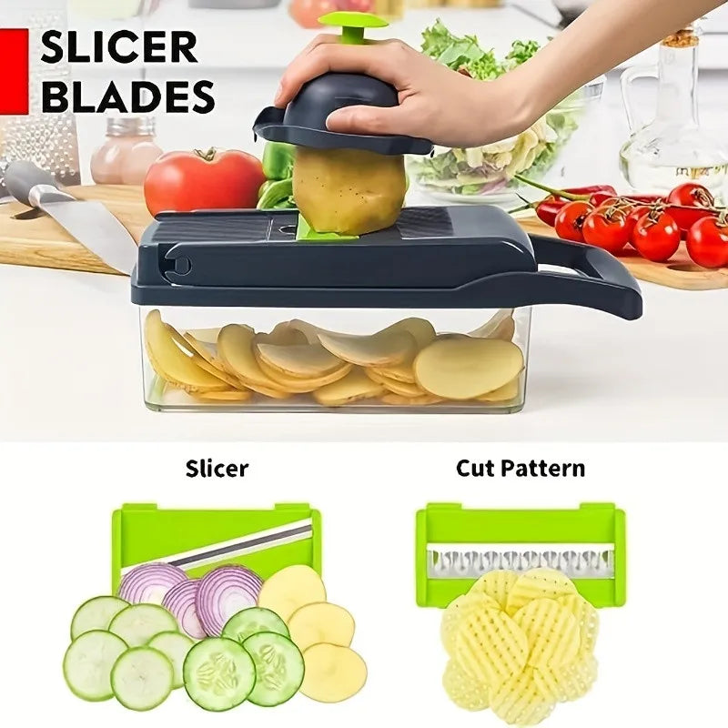 14-in-1 Multifunctional Vegetable Chopper and Slicer with Ergonomic Handle for Efficient Food Preparation