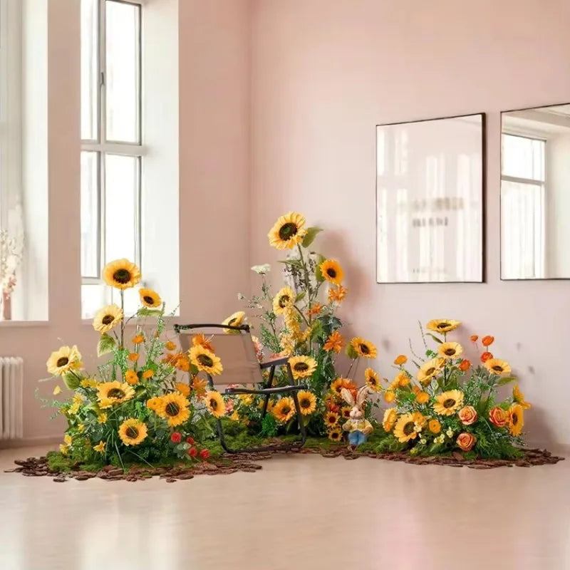 Sunflower Artificial Flower Flower Table Runner for Home Wedding Decoration