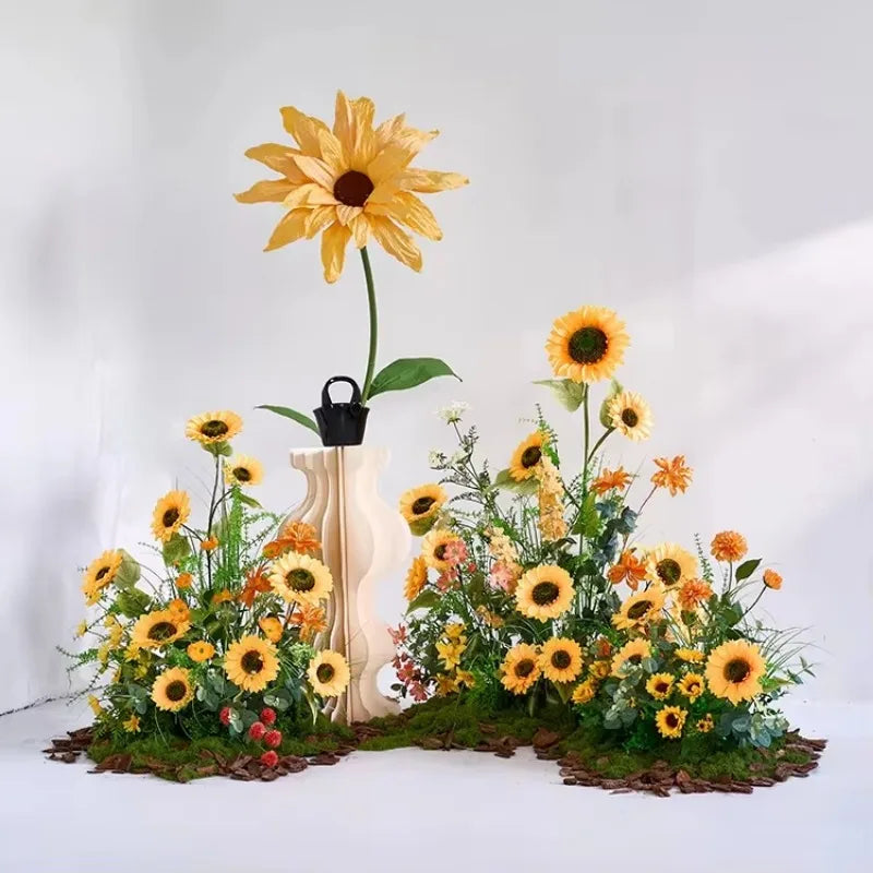 Sunflower Artificial Flower Flower Table Runner for Home Wedding Decoration