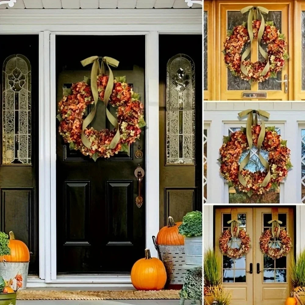 Artificial Thanksgiving Wreath - Elegant Floral Wall Hanging for Fall Decor, Suitable for Indoor and Outdoor Use