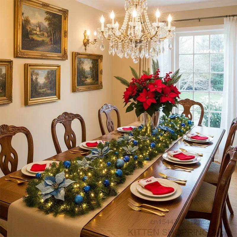 Christmas Garland Decorations, 2.7M Staircase Fireplace Christmas Garland Ornament, Xmas Tree Fireplaces Wreath, Home Decoration