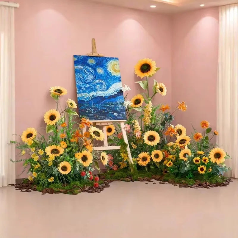 Sunflower Artificial Flower Flower Table Runner for Home Wedding Decoration