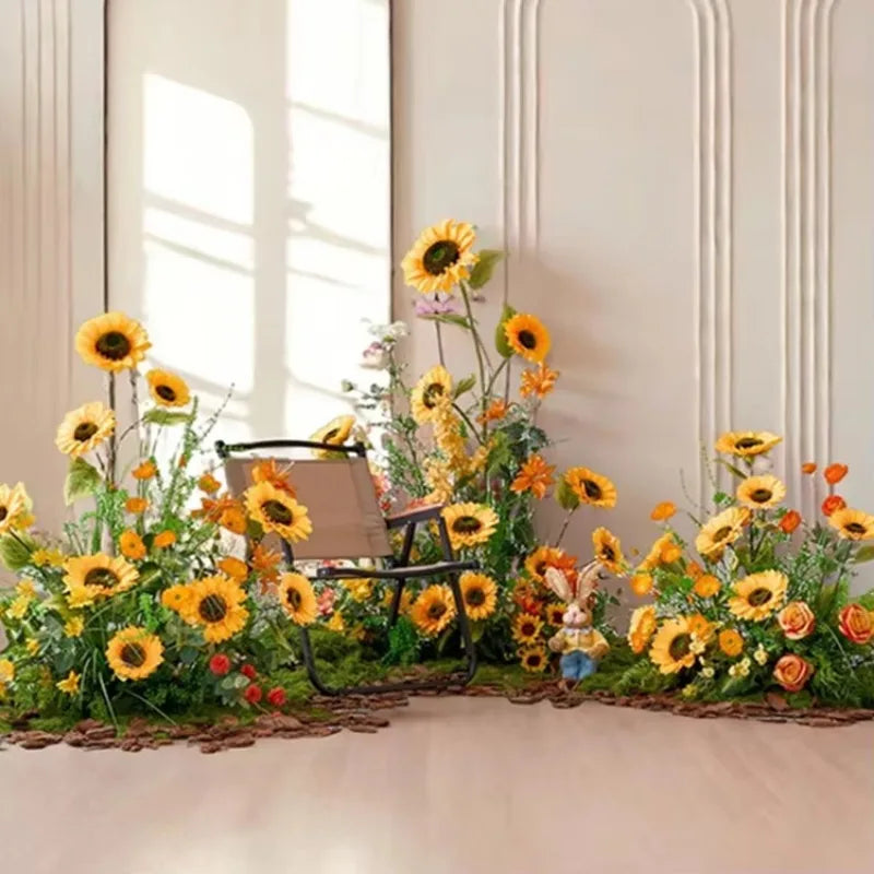 Sunflower Artificial Flower Flower Table Runner for Home Wedding Decoration
