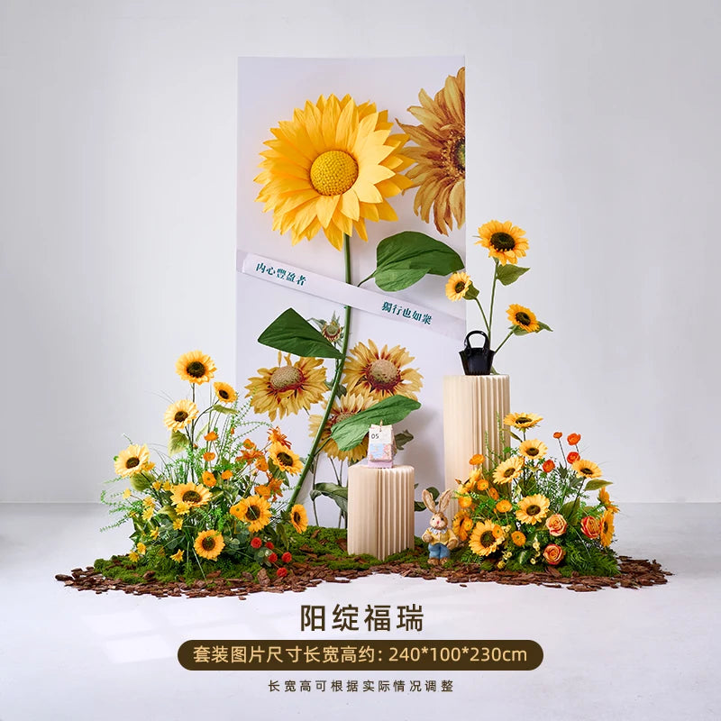 Sunflower Artificial Flower Flower Table Runner for Home Wedding Decoration