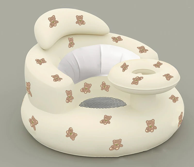 Inflatable Baby Seat Bathroom Sofa Infant Eating Chair Bathing Stool Infant Back Support Armchair Floor Seater Built in Air Pump