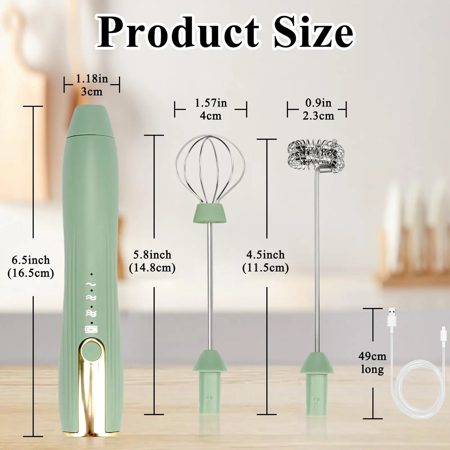 Electric Rechargeable Handheld Milk Frother and Foam Maker for Lattes and Coffee