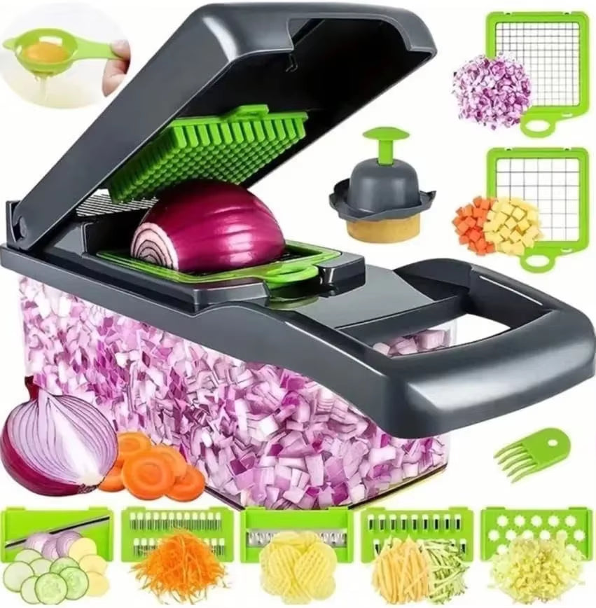 Professional Multifunctional Vegetable Chopper and Grater - 14/16 in 1 Kitchen Tool for Efficient Food Preparation