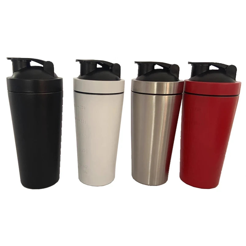 1Pcs Stainless Steel Protein Powder Shaker Bottle with Ball Scale Leak Proof,Gym Fitness Sport Whey Shakes Water Cup