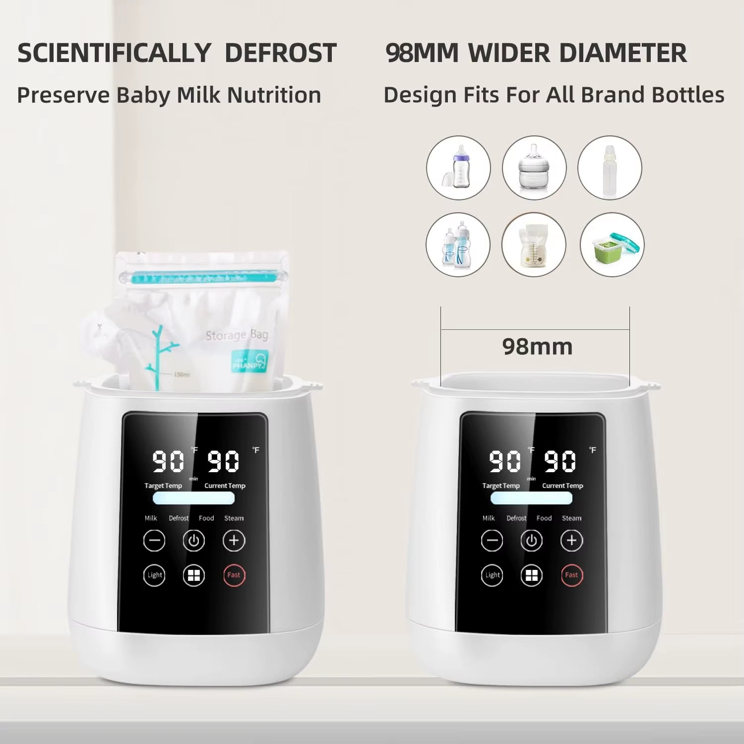 TINSOL Milk Warmer Warmer and Steriliser 6 in 1 Multifunction Breast Warmer Precise Temperature Control Baby Bottle Warmer