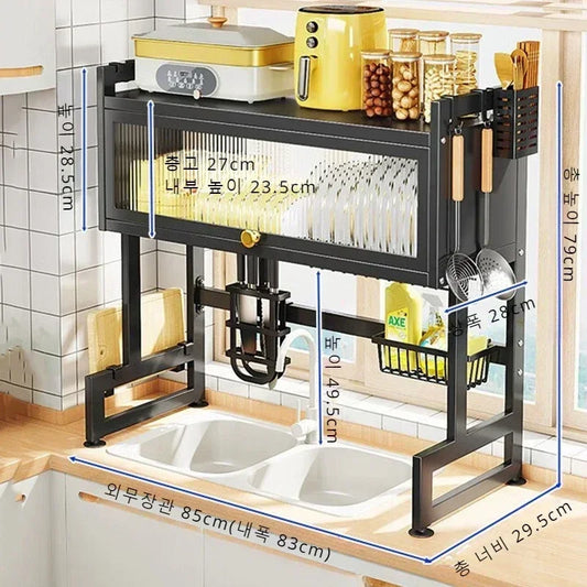 Cabinet Door Sink Shelf Trough Rack over Sinks Kitchen Home Storage Drying Dish Racks Kitchen Moisture-Proof Storages Shelves