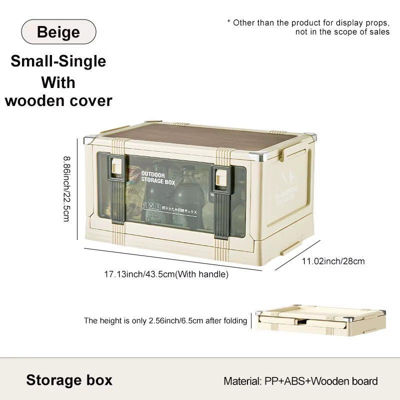 Multi-Layer Foldable Storage Box with Lid - Durable Trunk Organizer for Camping, Picnics, and Vehicle Storage