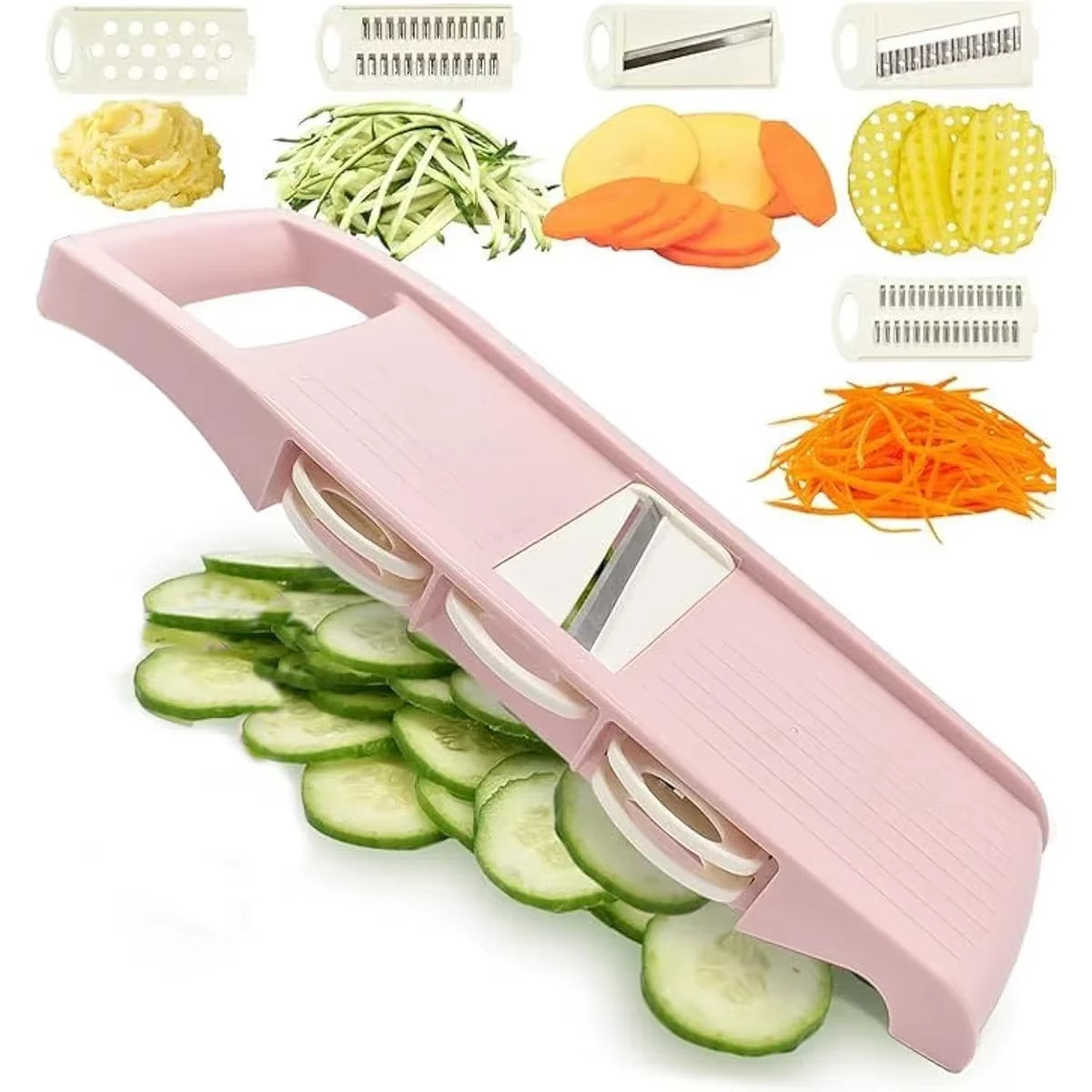 5-in-1 Mandoline Slicer with Multi-Blade Design for Versatile Vegetable and Potato Cutting