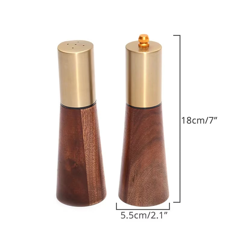 Leeseph Adjustable Salt and Pepper Grinder Set with Wooden Base - Perfect for Home Kitchen and Dining Table, Ideal Gift Option