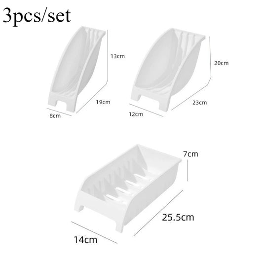 3Pcs/Set Dish Drying Rack Kitchen Storage Organizer Shelves Space Saving Countertop Draining Rack for Plates Bowls Utensils