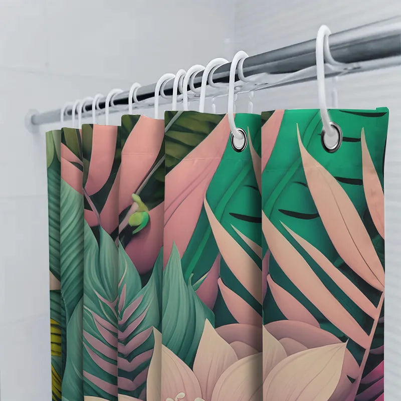 Animal Print Shower Curtain Featuring Playful Dogs Waterproof Bath Fabric Decorative Home Bathroom Accessories with Hook Rings S