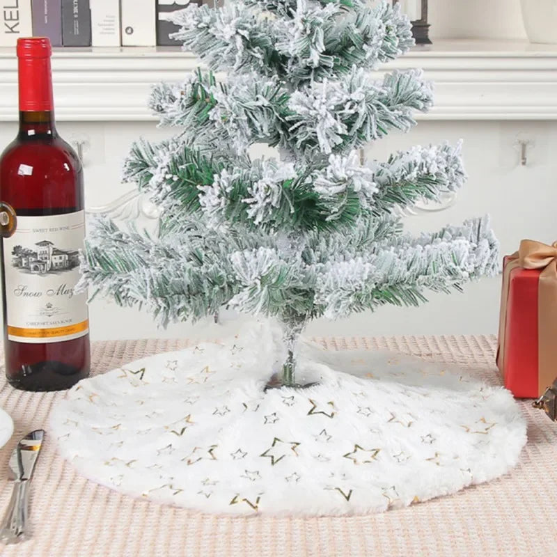 40Cm Plush Christmas Tree Skirt Sequin Snowflakes Xmas Tree Skirts Base Cover Carpet Mat 2024 New Year Navidad Party Decorations