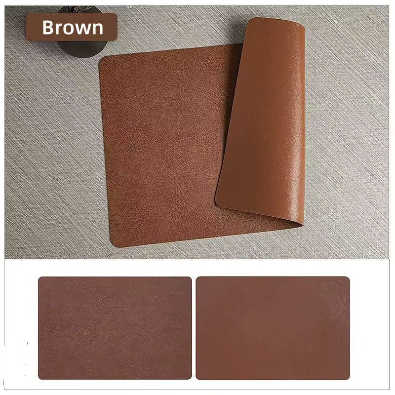 Faux Leather Placemats - Set of 1/4/6 Pieces, Heat Resistant, Non-Slip, Waterproof, Double-Sided Kitchen Dining PU Table Mats