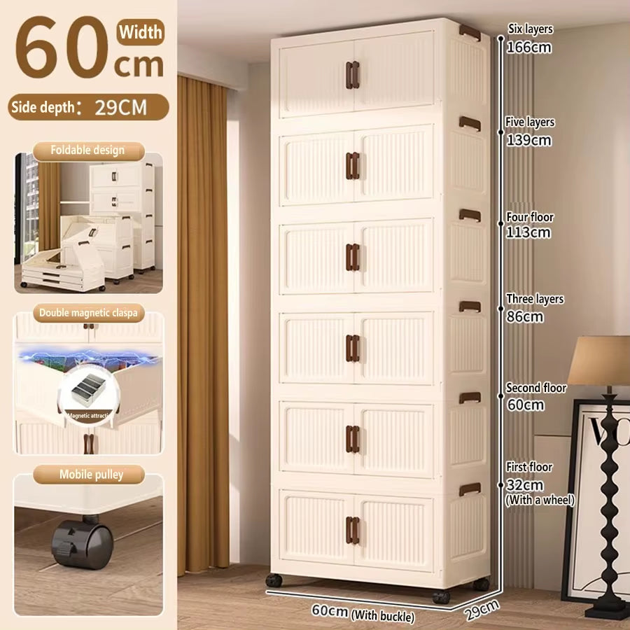 Extra Large Capacity Foldable Storage Cabinet for Household Items, Clothes, Toys, and Snacks