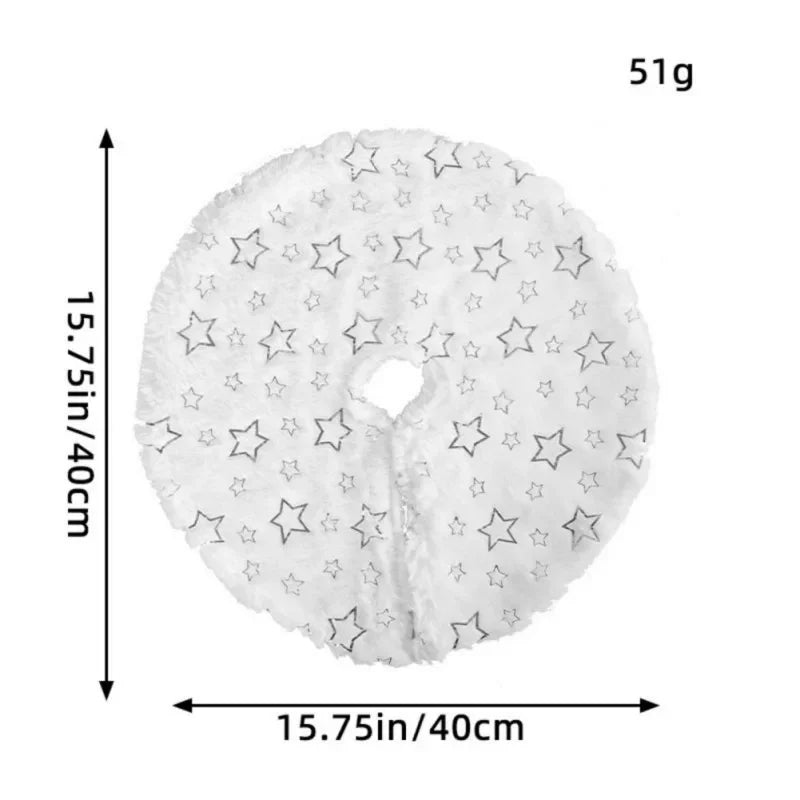 40Cm Plush Christmas Tree Skirt Sequin Snowflakes Xmas Tree Skirts Base Cover Carpet Mat 2024 New Year Navidad Party Decorations