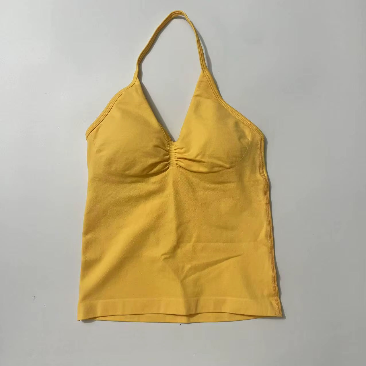 Impact Longline Strappy Top with Logo Women Seamless Yoga Tops Backless Gym Clothes Workout Sleeveless Shirts with Buit in Bra