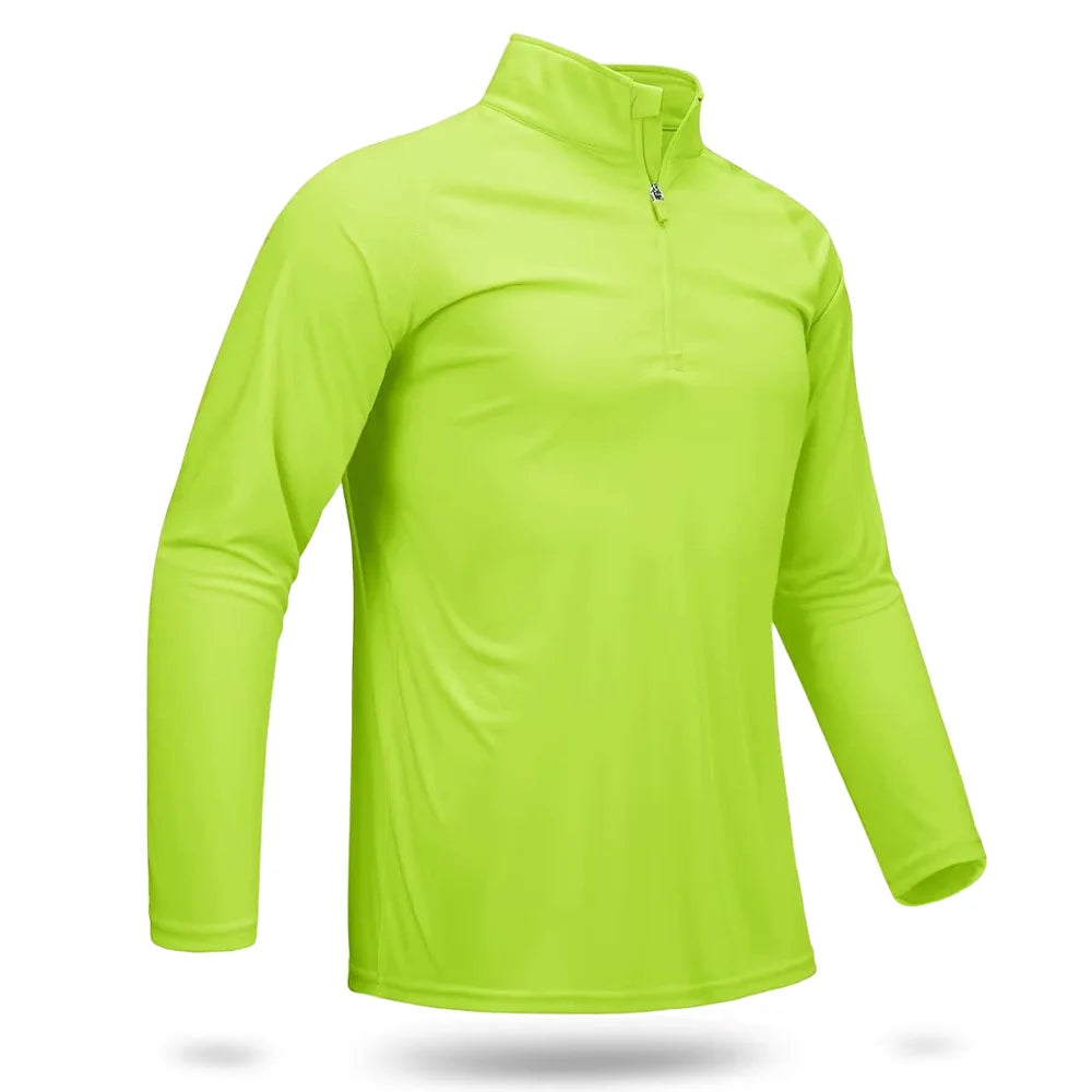 UPF 50+ T-Shirts Men'S 1/4 Zip UV Protection Long Sleeve T Shirts Fishing Hiking Performance Tee Shirts Pullover Tops