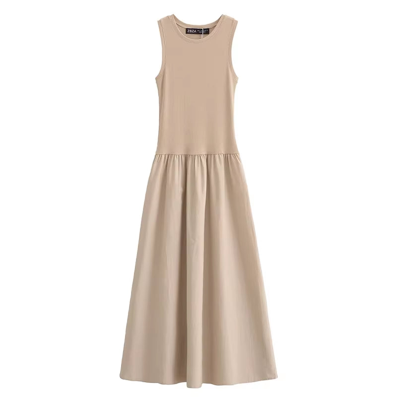 Khaki Elegant Long Dresses 2025 Women'S Spring Sleeveless Black Dresses Fashion Casual Party Y2K Dress Vestidos for Female