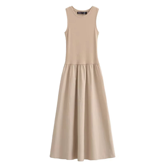 Khaki Elegant Long Dresses 2025 Women'S Spring Sleeveless Black Dresses Fashion Casual Party Y2K Dress Vestidos for Female