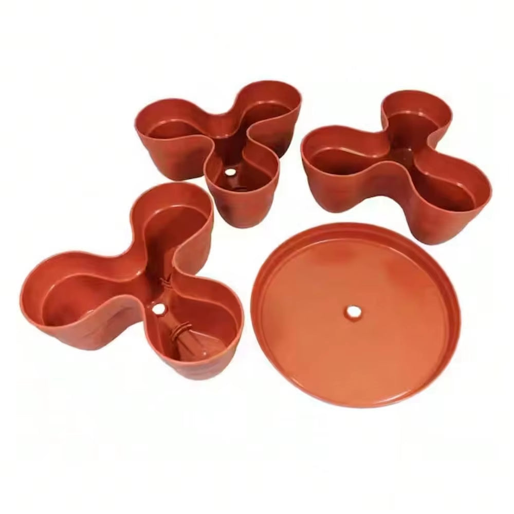 3-Tier Terra Cotta Resin Vertical Planter for Indoor Herb and Flower Gardening