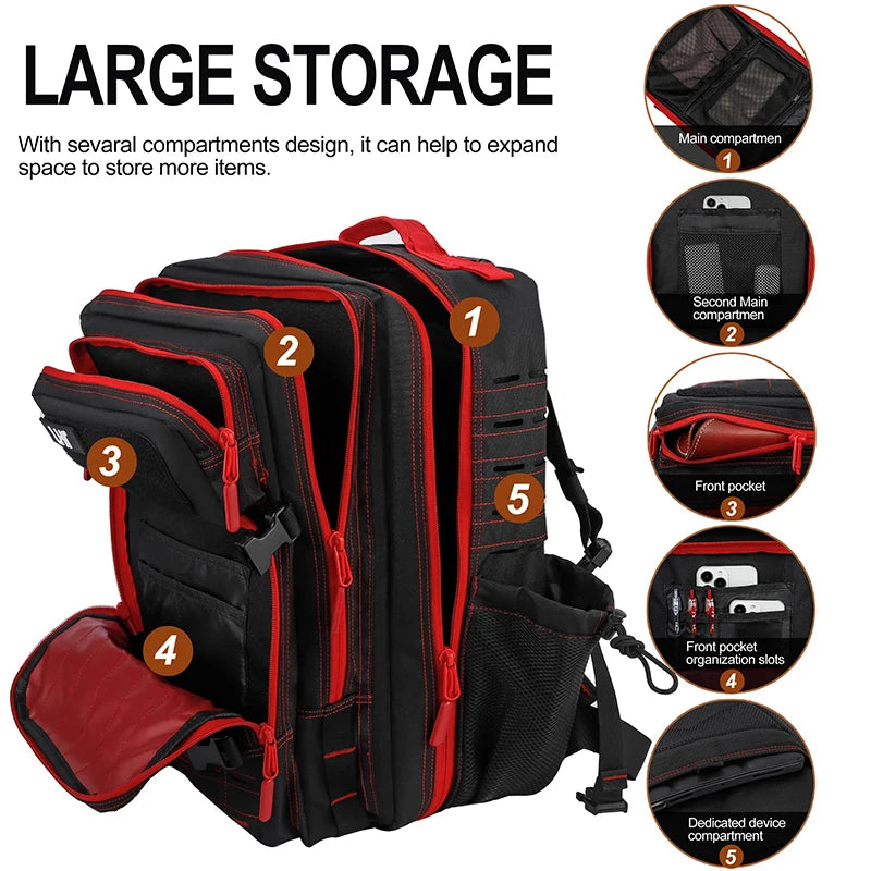 25L/35L/45L Gym Backapck Tactical Athlete Sports Fitness Bag Exercise Workout Weekend Travel Daypack with Bottle Holder
