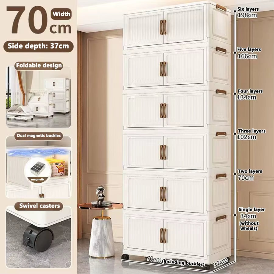Extra Large Capacity Foldable Storage Cabinet for Household Items, Clothes, Toys, and Snacks