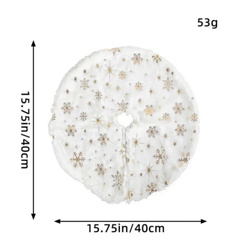 40Cm Plush Christmas Tree Skirt Sequin Snowflakes Xmas Tree Skirts Base Cover Carpet Mat 2024 New Year Navidad Party Decorations