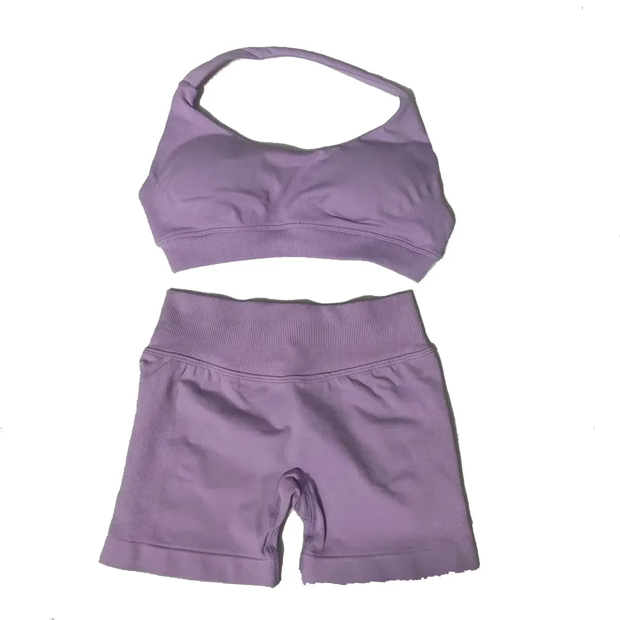 2Pcs Set Impact Shorts Seamless Fitness Yoga Set Women Gym Clothes Halter Sports Bra Matching Workout Sets Outfit