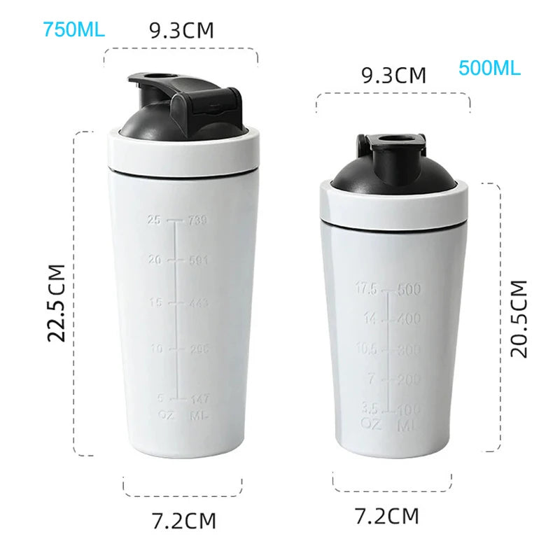 1Pcs Stainless Steel Protein Powder Shaker Bottle with Ball Scale Leak Proof,Gym Fitness Sport Whey Shakes Water Cup