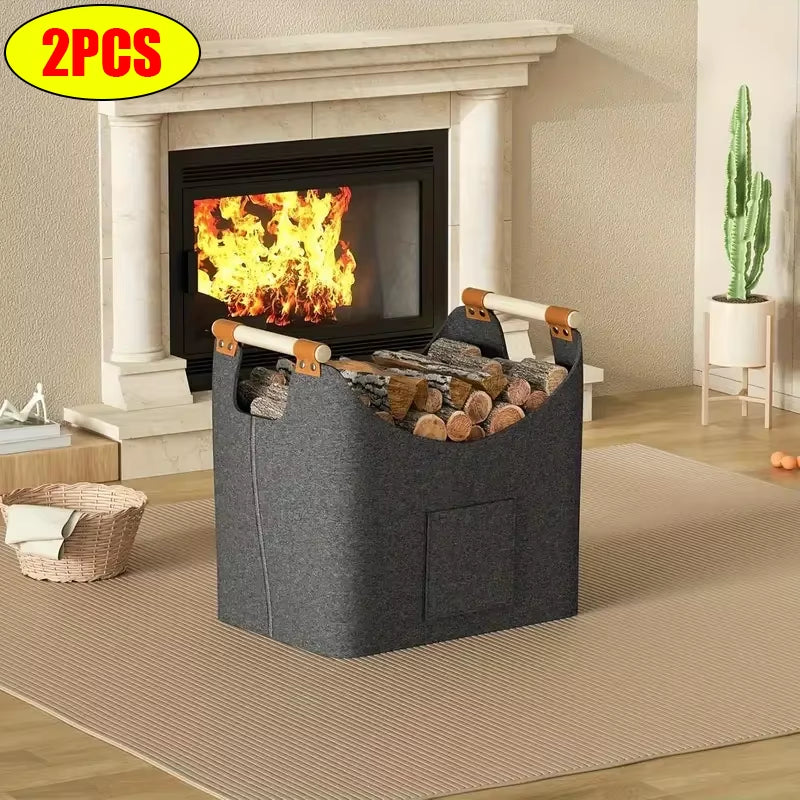 Large Capacity Foldable Firewood Storage Basket for Fireplace and Versatile Organization Solutions